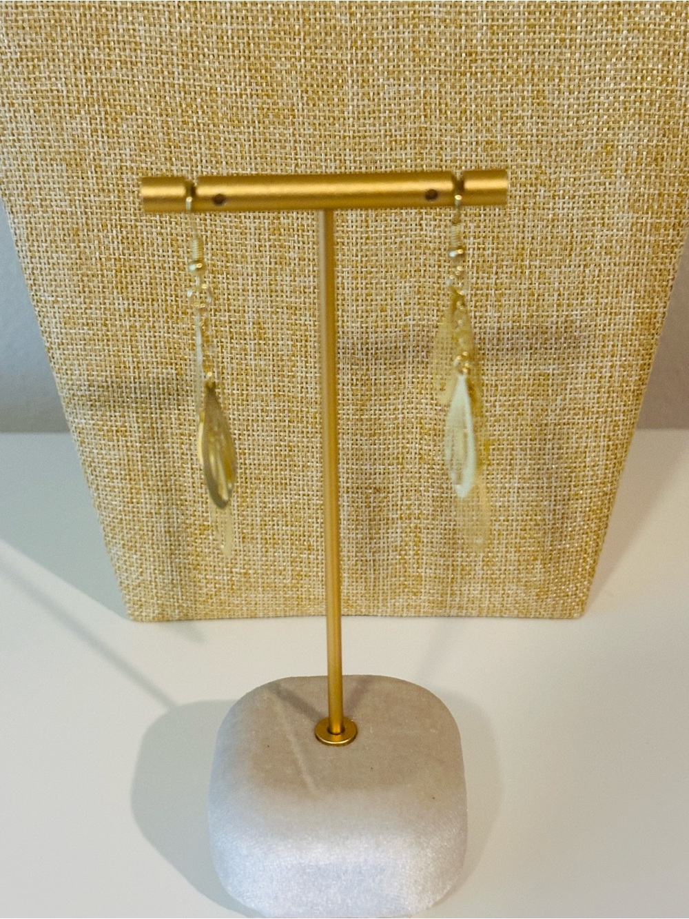 Fashion Jewelry Gold Feather Drop Earrings